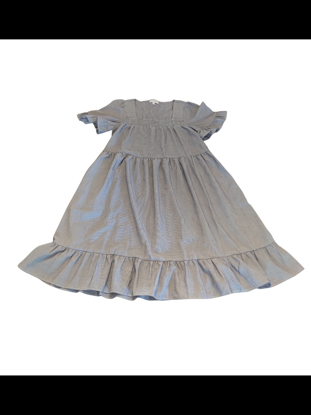 EUC Calista Womens Medium Smocked Blue Stripe Ruffle Mini Dress
